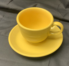 Fiestaware Sunflower Yellow Tea Cup &amp; Saucer Homer Laughlin Teacup Plate - £15.34 GBP