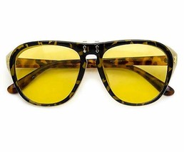 Flip Open Up Lens Flat Top Aviator Women Sunglasses Tortoise Shell in Yellow - £11.06 GBP