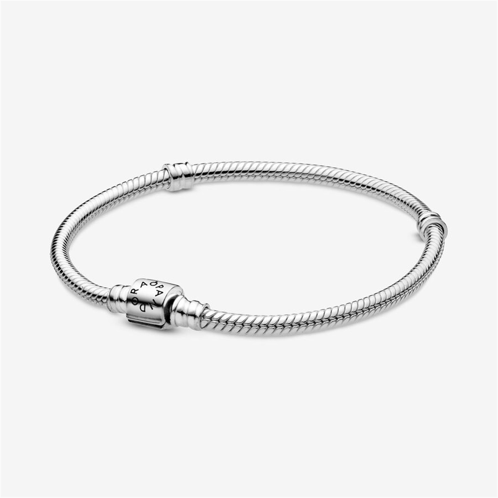 S925 Sterling Silver Moments Barrel Clasp Snake Chain Bracelet,Gift for Her