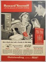 1956 Print Ad Pall Mall Cigarettes Happy Couple in Office Smoking - £10.66 GBP