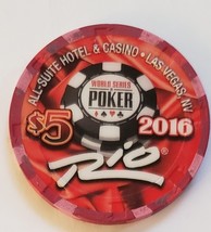 2016 World Series Of Poker $5 casino chip Rio Hotel Las Vegas Limited Ed... - £7.93 GBP