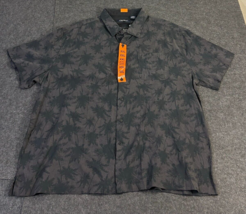 Nat Nast Men&#39;s Black Palm Tree Aop Floral Silk Blend S/S Shirt Size 2XL Xxl Nwot - £27.64 GBP