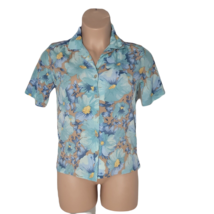 DONNKENNY Button Up Collared Shirt ~ Sz S ~ Blue &amp; Beige  ~ Short Sleeve  - $22.49