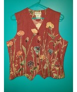 Gotcha Covered Womens Med Red Floral Button Vintage Collared Vest Made I... - $22.04 CAD
