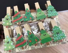 Christmas Tree Paper Clips,Party Favors,Photo Wooden Pegs,Pin Clothespin,30pcs - £5.66 GBP