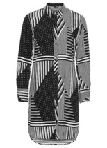 BON PRIX Extra Long Blouse in Black/White Stripe UK 16 (fm16-8) - £36.40 GBP