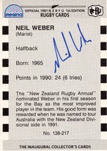 Neil Weber Hawkes Bay 1991 New Zealand Hand Signed Rugby Card Photo - £10.14 GBP