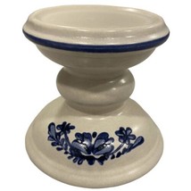 Pfaltzgraff YORKTOWNE Stoneware 4&quot; Pillar Candle Holder Pedestal Blue VI... - $8.56