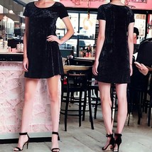 Socialite Velvet Short Sleeve Tee Dress XSmall 0 2 Little Black Dress Scoop NIP - £19.50 GBP