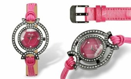 NEW Romilly 14027 Women&#39;s Reef Knot Coll Hot Pink Strap Black Case Unique Watch - £13.41 GBP