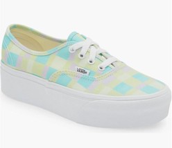 VANS Authentic Pastel Turquoise Chartreuse Lavender Checks Stackform Sho... - $62.99