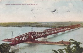 Bridge Over Mississippi River Burlington Iowa IA 1917 Monmouth IL Postcard D23 - £2.39 GBP