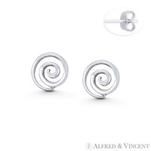 Spiral Swirl Design Celtic Irish Symbol Charm .925 Sterling Silver Stud Earrings - £14.12 GBP