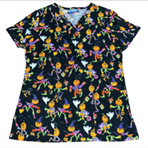 Comfy Cotton Scrubs Ghosts Pumpkin Head Skull Black Small Halloween Scru... - $15.99