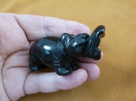 (Y-HIP-728) Black onyx roaring HIPPO Hippopotamus Gemstone figurine gem ... - $23.36