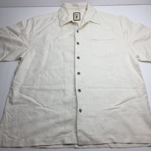 Jamaica Jaxx Men&#39;s Pineapple Hibiscus White Beige Hawaiian Shirt Size Medium - £31.32 GBP
