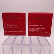 LOT OF 2 Clarins Everlasting Cushion Long Wear Hydrating Foundation 112 AMBER - £14.02 GBP