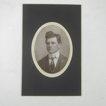 Cabinet Card Photograph Handsome Young Man Portrait Suit &amp; Tie Antique c 1900 - £7.95 GBP