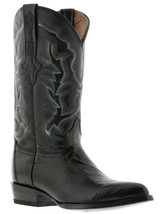 Mens Western Cowboy Leather Boots Black Real Lizard Skin J Toe Botas - £144.32 GBP