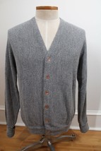 Vtg Lord Jefflinks L Gray Acrylic V-Neck Button Cardigan Sweater Grunge Grandpa - £15.92 GBP