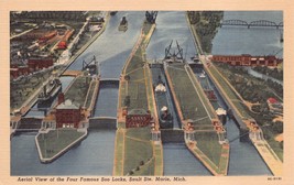 Antique Postcard Four Famous Soo Locks, Sault Ste. Marie, Michigan - £3.00 GBP
