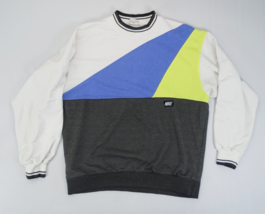 Vintage 80s Nike Diagonal Color Block Yellow White Blue Sweatshirt Sz L ... - $71.20