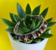 Magick Unique Tibet Tibetan silver Natural Lucky Tiger Stone bracelet - £27.89 GBP