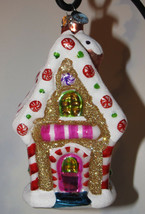 Radko Celebrations Xmas Ornament Gingerbread Man Candy House Cottage Pink Door - £52.76 GBP