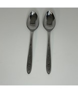 Ekco Eterna Country Garden Stainless 2 Large Spoons 8&quot; Flatware Silverware - $11.13