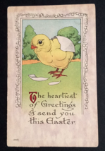 Heartiest Easter Greetings Chick Breaking From Egg Bergman Postcard 1913 - £6.26 GBP