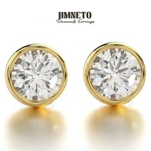 2 Ct Real Lab Grown Diamond Studs BEZEL Earrings in 14k Yellow Gold EF/SI - £527.01 GBP