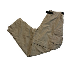 REI Co-op Convertible Pants Khaki Tan Mens Large Belted UPF 30+ Pockets Outdoor  - £14.46 GBP