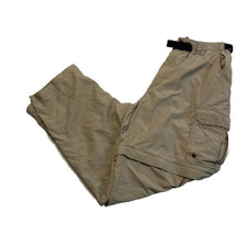 REI Co-op Convertible Pants Khaki Tan Mens Large Belted UPF 30+ Pockets Outdoor  - £14.50 GBP