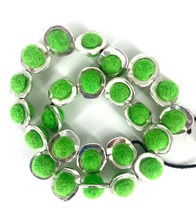 Bright green necklace, felt ball necklace, textile art wool necklace, statement  - £62.95 GBP