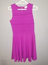 Parker Lacey Fit &amp; Flare Dress S Purple Violet  Pleated Mini Stretch Siz... - £35.81 GBP