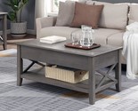 Gray Allendale Lift Top Coffee Table For Living Room, Home Office, Wood,... - £383.49 GBP