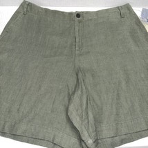 Philippe Adec Jeans Women&#39;s Shorts Olive Green Linen Size 12 NWT - £38.77 GBP