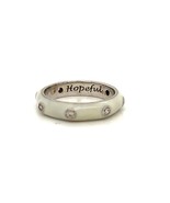Vintage Sign Sterling Vietnam Hopeful White Enamel and CZ Eternity Band ... - $61.10 CAD
