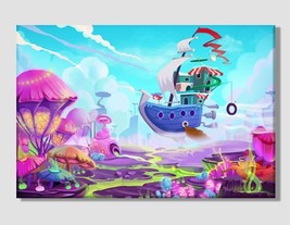 Wonderland Canvas Art Kids Room Decor Cartoon Flying Ship Canvas Print Nursery D - £38.37 GBP
