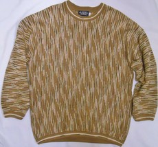 Domenic Sacco Vtg Men&#39;s Sweater Coogi Style Biggie Brown Beige Hip Hop Artsy L - £43.06 GBP