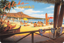 Aloha Retro Hawaii Beach Woman Ukulele Kerne Erickson Continental Postcard - £3.03 GBP