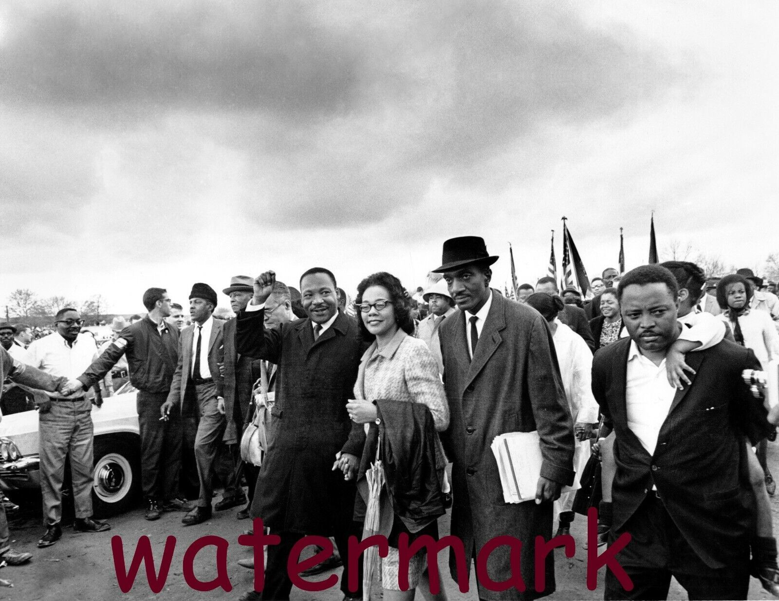 Martin Luther King Jr. &amp; Coretta Scott King marching March 25,1965 Photo... - $8.50