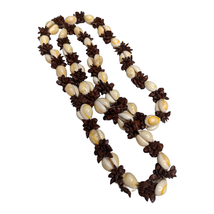 Hawaiian Cowrie Shell Lei Long Necklace Retro 70s Vintage Womens Jewelry  - $24.70