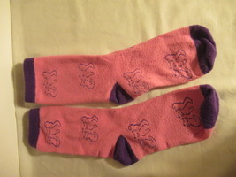 Playful purple kitties on pink socks Sz S (5-6) - £1.57 GBP