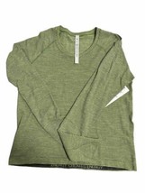 LULULEMON HOLD TIGHT LONG SLEEVE TOP LIME STRIPED SIZE 12 NEW 100% AUTH - $39.95