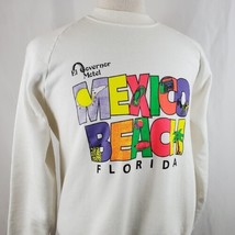 Mexico Beach Florida Vintage Sweatshirt XL White Neon Raglan Sleeve Tour... - $21.99