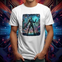 Cyberpunk Warrior T-Shirt | Futuristic Neon Design | 100% Cotton L-3X Sc... - $18.80+