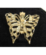 Vintage 14k Yellow Gold 1&quot; Butterfly Pendant Diamond Cuts Hidden Bail 2g - $3,581.14 MXN