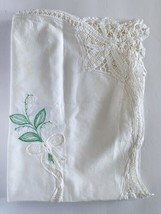 Lily Of The Valley Embroidered Deep Lace Tablecloth Card Table Cover 32in Square - £44.83 GBP