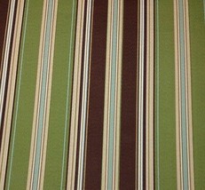 Richloom Landing Woodland Green Brown Stripe Outdoor Multiuse Fabric 1.5 Yards - £10.85 GBP